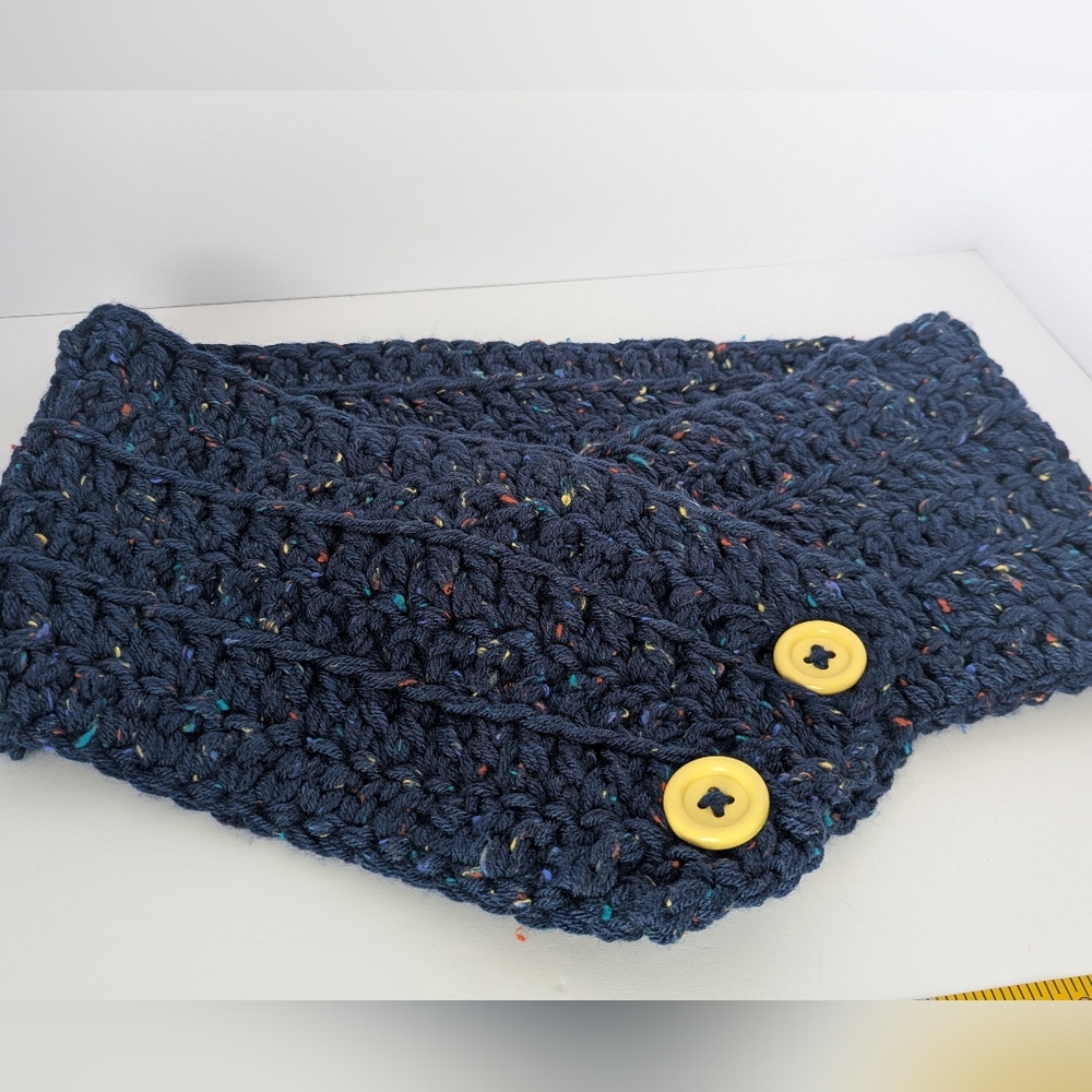Navy Blue Knit Cowl Scarf
